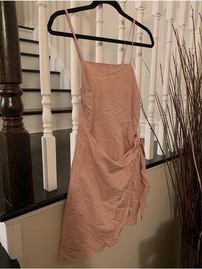 Very J Blush Pink Spaghetti Strap Tie-Side Mini Dress